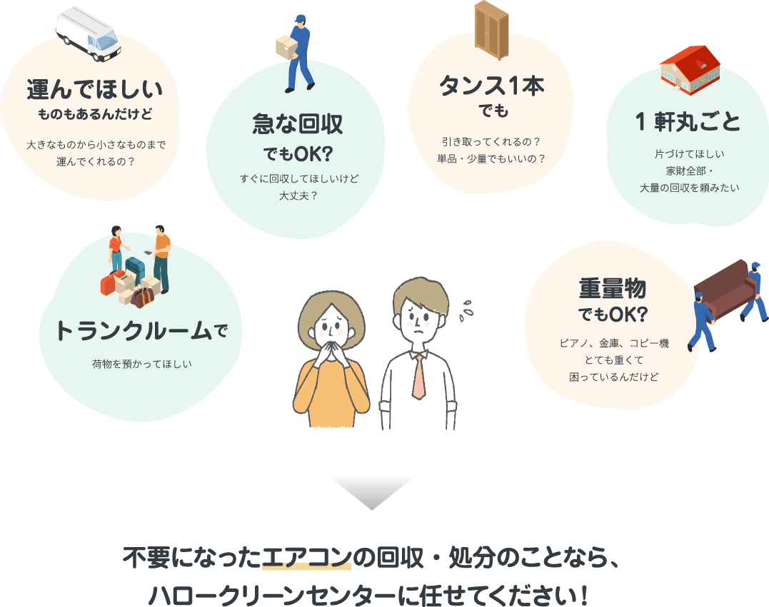 不要になったエアコンの回収・処分のことなら、ハロークリーンセンターに任せてください！